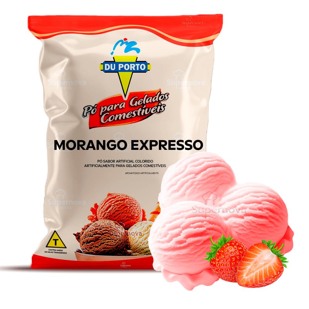 Po para Gelados Comestiveis Du Porto Sabor Morango Expresso 1kg-3-